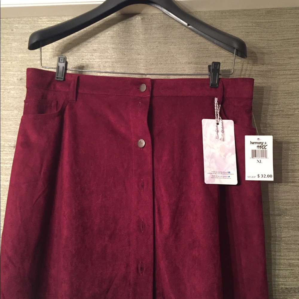 Button Down Suede Skirt